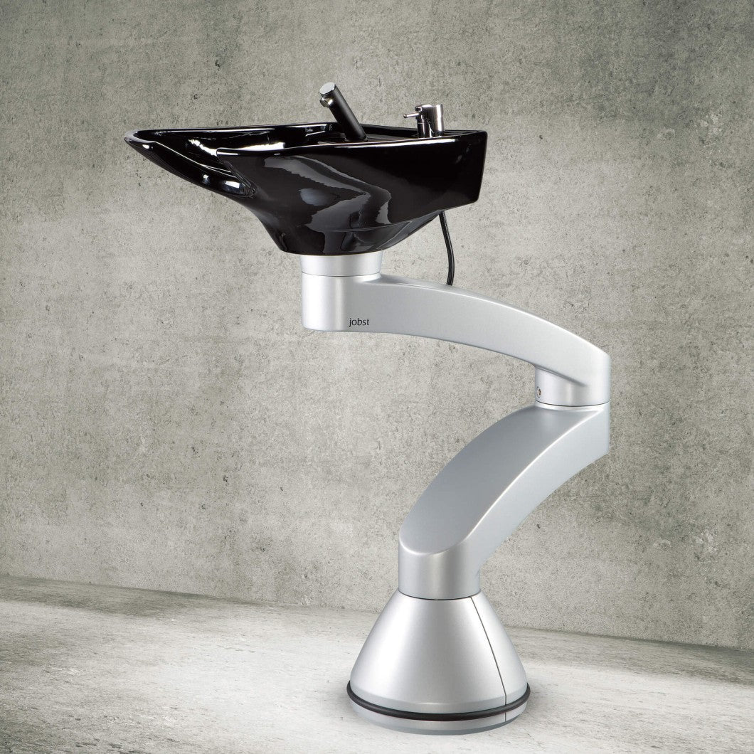 Contura swing PLUS - Lavatesta a colonna in alluminio - Vasca nera